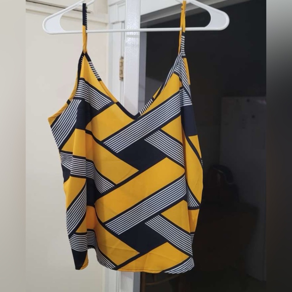Yellow and Black Striped Women's Top